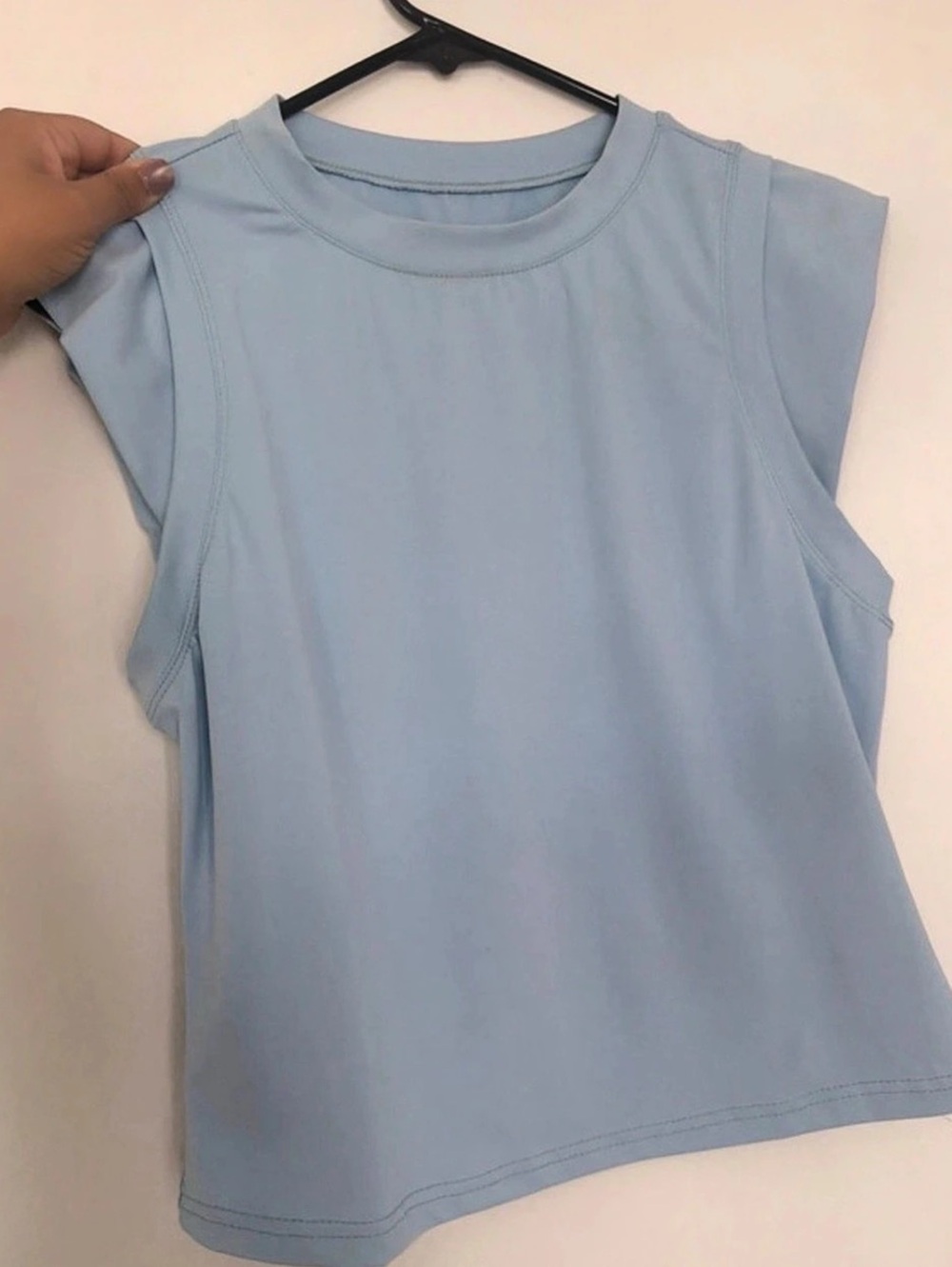 Pleated Shoulder Tank Top Blue